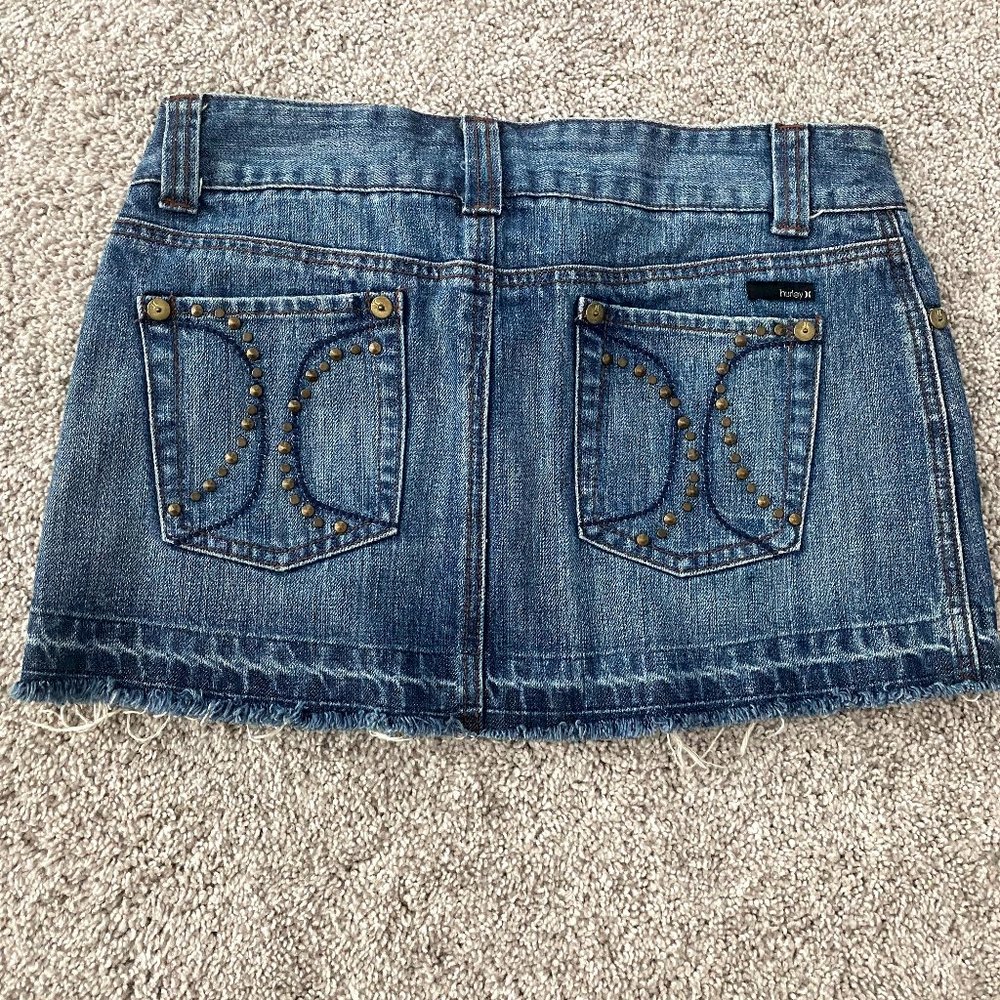 Hurley Denim Frayed Skirt Sz5